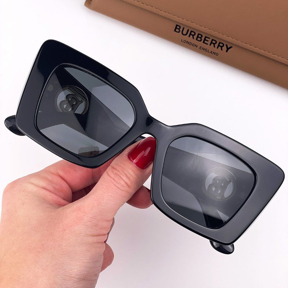 Burberry BE4344 Daisy 300187 Sunglasses Black Gray Square Women